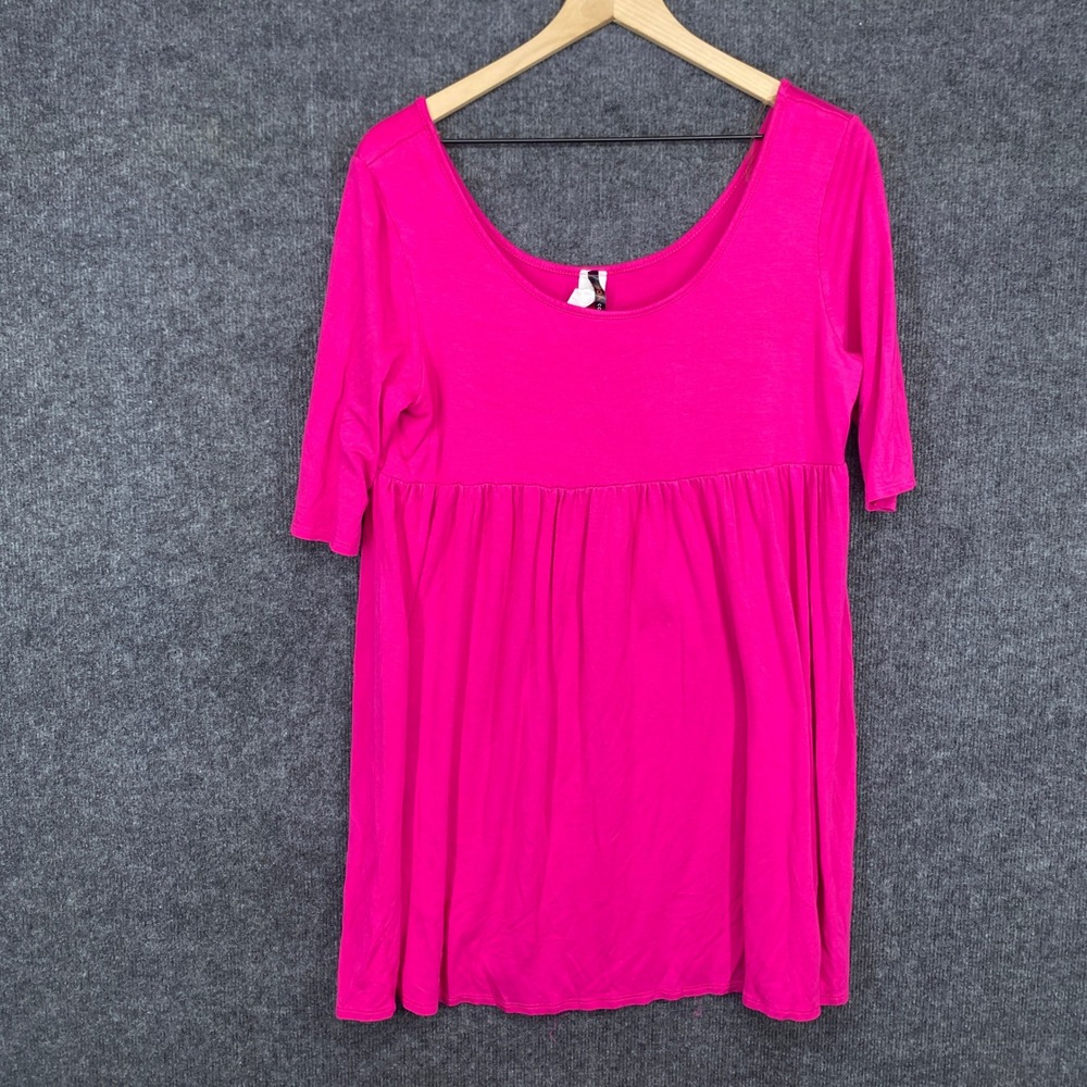 MOA Collection Pink Babydoll Tunic Top Empire Waist Elbow Sleeve 2XL